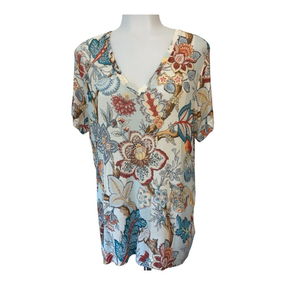 Etro V-Neck Multicolor Short Sleeve Top size 44